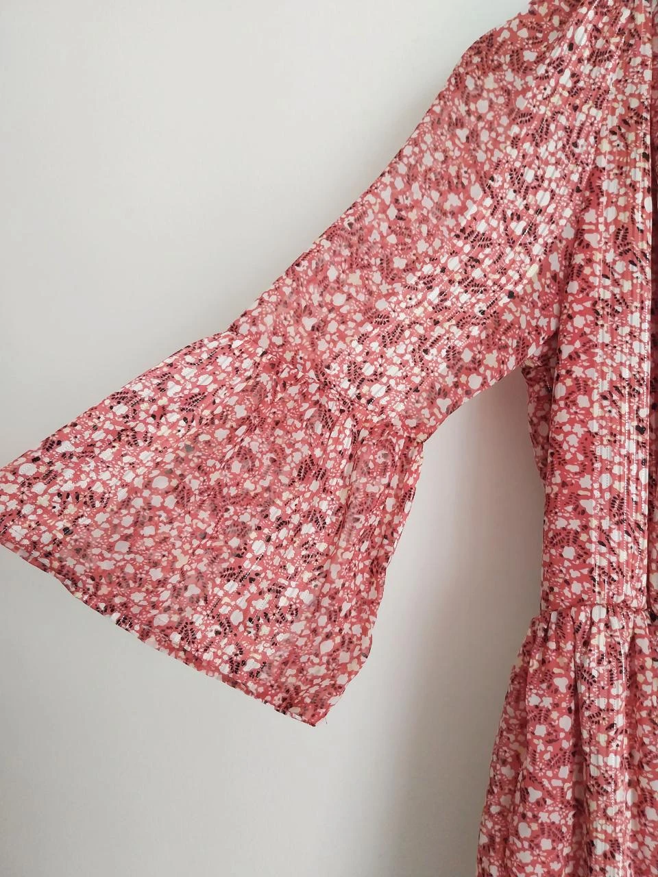 Old pink floral print dress with gold trim Yessica Size 38 – photo 8
